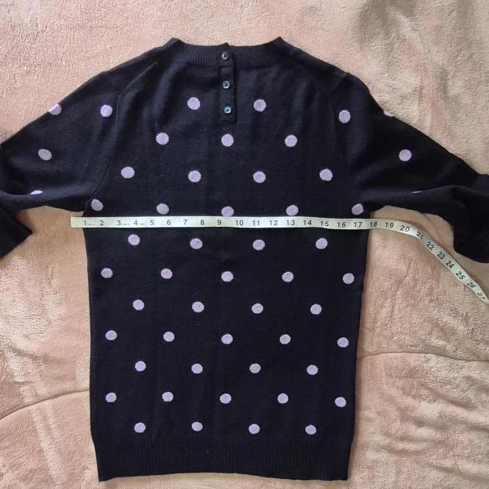 J. Crew Women Black and Purple Polka Dot Sweater
